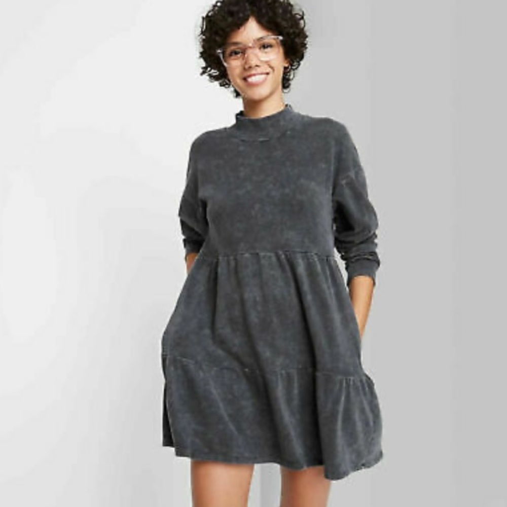 NWOT! Grey Turtleneck Dress With Pockets